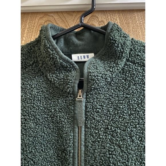 Rowm Mens Solid Bonded Knit Sherpa Full Zip Mockneck Vest Leaf Green Size M Soft - Picture 2 of 15